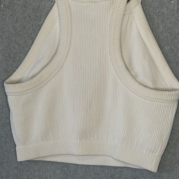 Aerie Women's White Ribbed Crop Top Tank Size XXL High Neck Lounge Bralette - Picture 8 of 15
